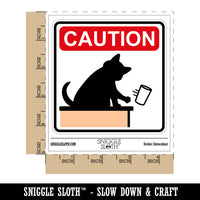 Caution Cat Knocks Things Over Waterproof Vinyl Phone Tablet Laptop Water Bottle Sticker Set - 5 Pack