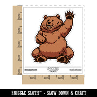 Charmingly Chubby Waving Bear Waterproof Vinyl Phone Tablet Laptop Water Bottle Sticker Set - 5 Pack