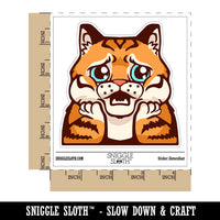 Distressed Striped Cat Looks Worried Waterproof Vinyl Phone Tablet Laptop Water Bottle Sticker Set - 5 Pack