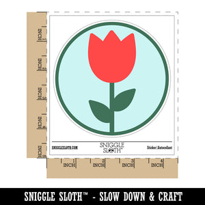 Tulip Flower in Circle Waterproof Vinyl Phone Tablet Laptop Water Bottle Sticker Set - 5 Pack