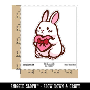 Cute Bunny Rabbit with Valentine's Day Heart Waterproof Vinyl Phone Tablet Laptop Water Bottle Sticker Set - 5 Pack