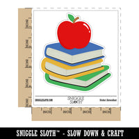 Apple on Stack of Books Reading Library Teacher Waterproof Vinyl Phone Tablet Laptop Water Bottle Sticker Set - 5 Pack
