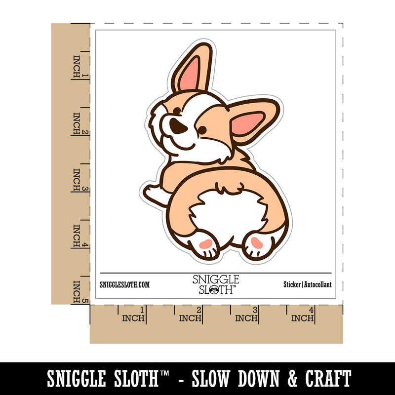 Pembroke Welsh Corgi from Behind Butt Dog Waterproof Vinyl Phone Tablet Laptop Water Bottle Sticker Set - 5 Pack