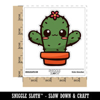 Adorable Kawaii Chibi Cactus in Pot Succulent Waterproof Vinyl Phone Tablet Laptop Water Bottle Sticker Set - 5 Pack