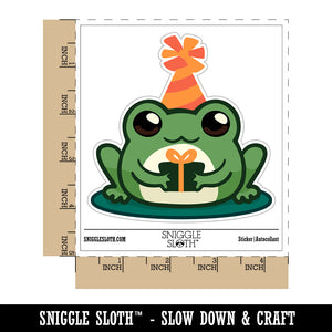 Kawaii Chibi Birthday Frog Toad Holding Gift Waterproof Vinyl Phone Tablet Laptop Water Bottle Sticker Set - 5 Pack