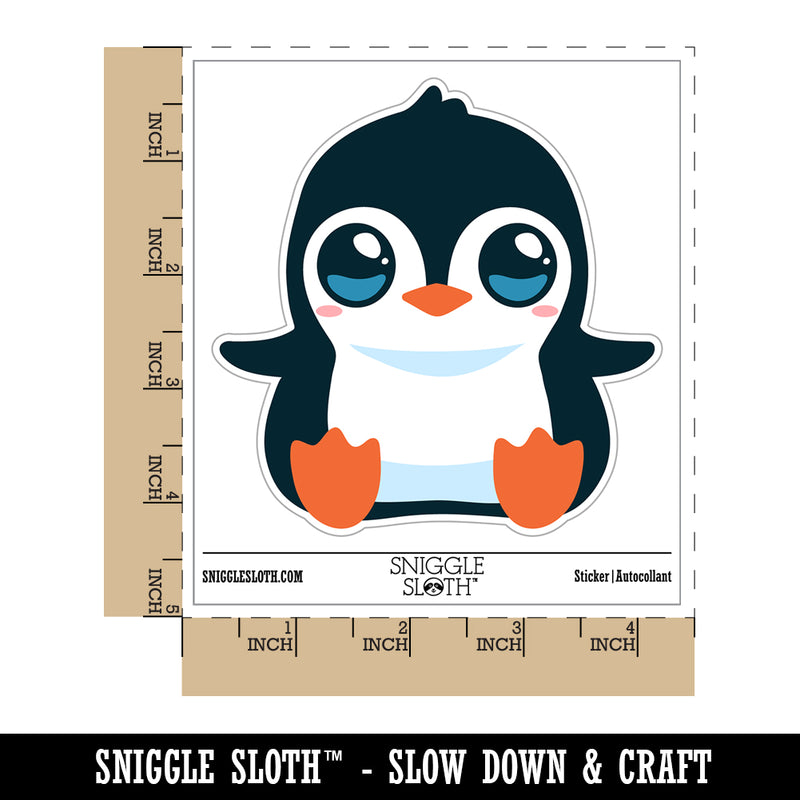 Precious Kawaii Chibi Baby Penguin Sitting Waterproof Vinyl Phone Tablet Laptop Water Bottle Sticker Set - 5 Pack