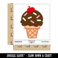 Summer Ice Cream Cone Sprinkles Chocolate Cherry Waterproof Vinyl Phone Tablet Laptop Water Bottle Sticker Set - 5 Pack