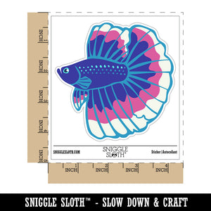 Siamese Fighting Fish Betta Splendens Large Fins Waterproof Vinyl Phone Tablet Laptop Water Bottle Sticker Set - 5 Pack