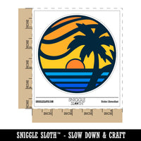 Beach Sunset Scene Tropical Ocean Waterproof Vinyl Phone Tablet Laptop Water Bottle Sticker Set - 5 Pack