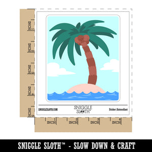 Palm Tree on Tropical Island Waterproof Vinyl Phone Tablet Laptop Water Bottle Sticker Set - 5 Pack