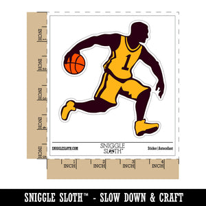 Basketball Player Dribbling Ball Running Waterproof Vinyl Phone Tablet Laptop Water Bottle Sticker Set - 5 Pack