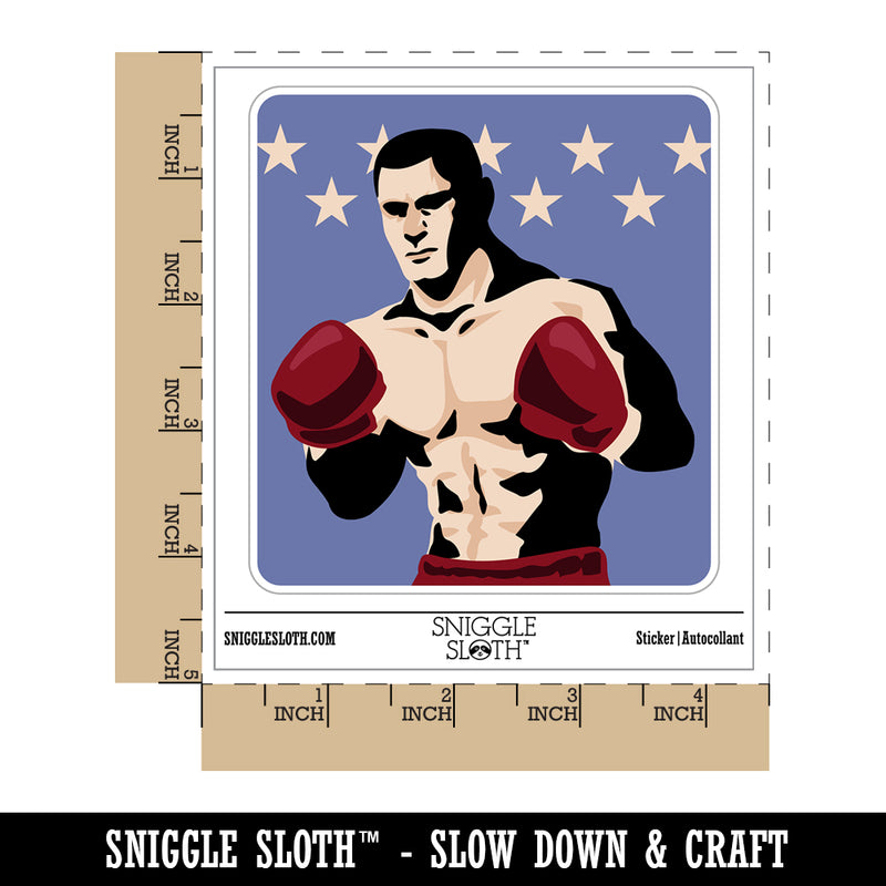 Boxer Man with Boxing Gloves Pugilist Waterproof Vinyl Phone Tablet Laptop Water Bottle Sticker Set - 5 Pack