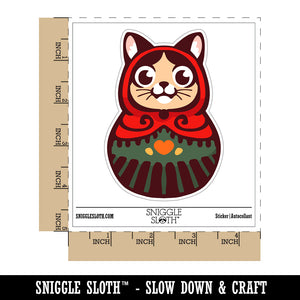 Cat Russian Nesting Doll Matroyshka Babushka Waterproof Vinyl Phone Tablet Laptop Water Bottle Sticker Set - 5 Pack