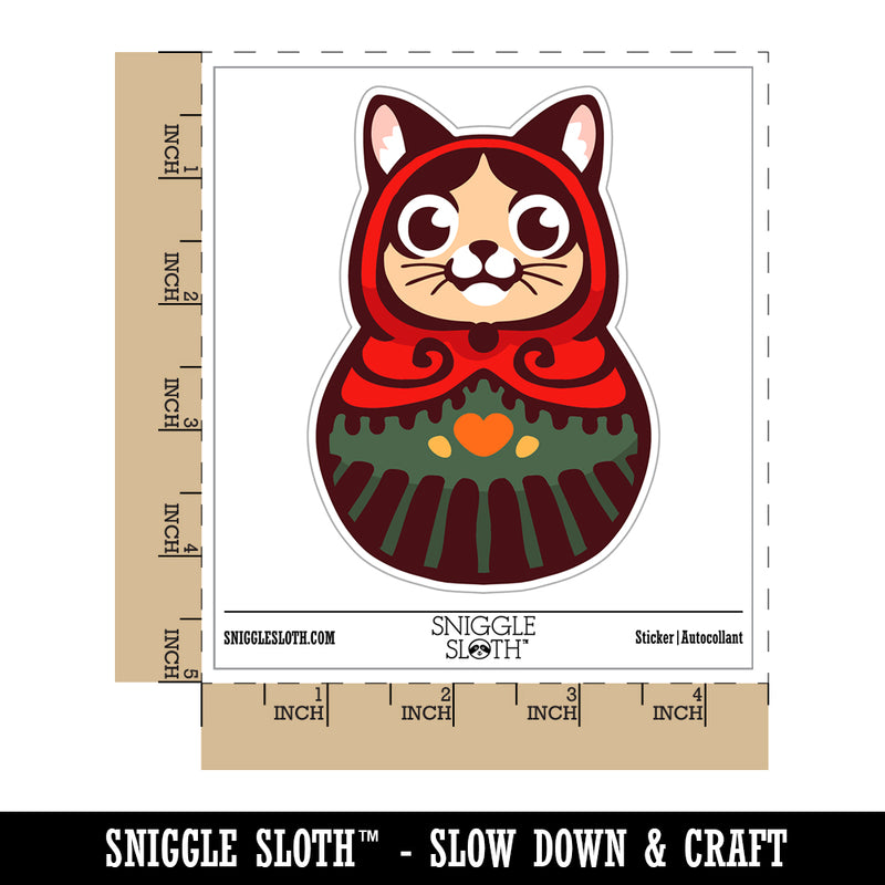 Cat Russian Nesting Doll Matroyshka Babushka Waterproof Vinyl Phone Tablet Laptop Water Bottle Sticker Set - 5 Pack