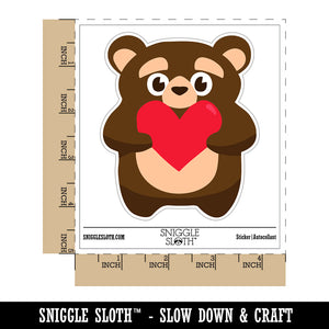 Cautious Bear with Heart in Hands Waterproof Vinyl Phone Tablet Laptop Water Bottle Sticker Set - 5 Pack