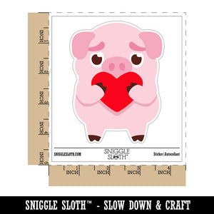 Cautious Pig with Heart in Hands Waterproof Vinyl Phone Tablet Laptop Water Bottle Sticker Set - 5 Pack