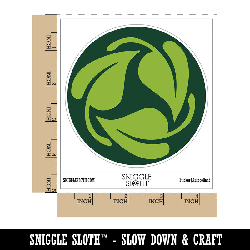 Three Leaves Circle Recycle Pattern Waterproof Vinyl Phone Tablet Laptop Water Bottle Sticker Set - 5 Pack