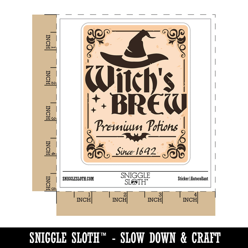 Witch's Brew Potions Label With Bat Halloween Waterproof Vinyl Phone Tablet Laptop Water Bottle Sticker Set - 5 Pack