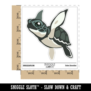 Baby Green Sea Turtle Swimming In Ocean Waterproof Vinyl Phone Tablet Laptop Water Bottle Sticker Set - 5 Pack