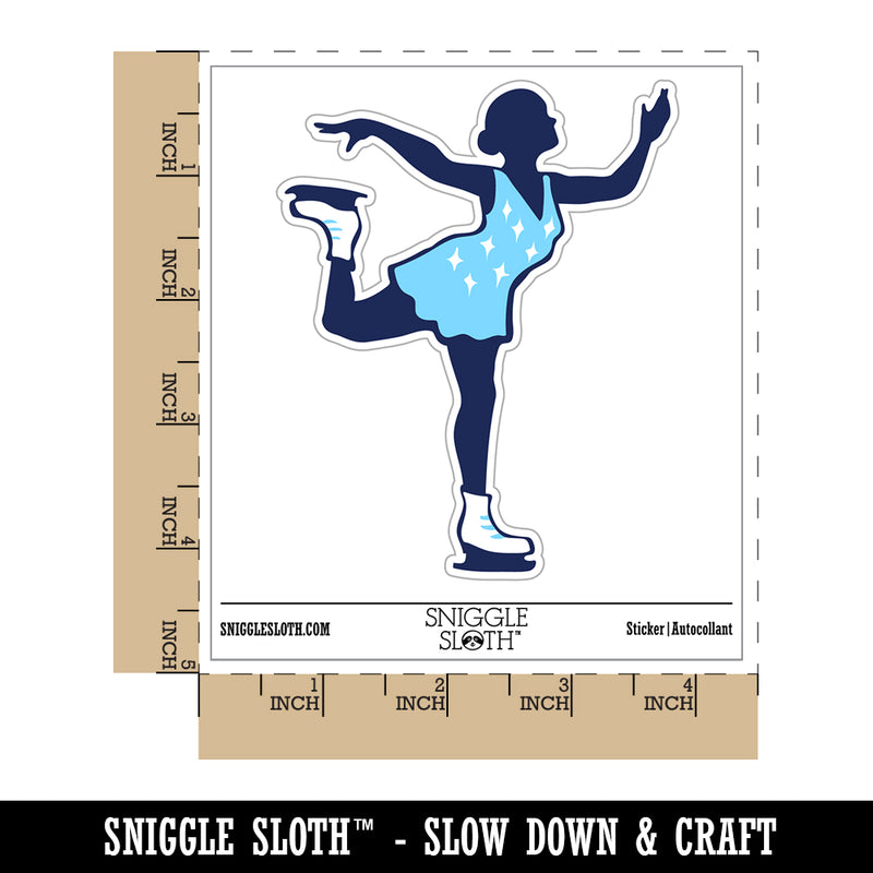 Ice Figure Skating Skater Woman on One Foot Pose Waterproof Vinyl Phone Tablet Laptop Water Bottle Sticker Set - 5 Pack