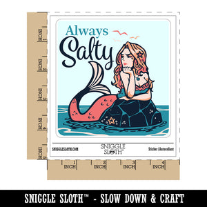 Always Salty Grumpy Beautiful Mermaid Waterproof Vinyl Phone Tablet Laptop Water Bottle Sticker Set - 5 Pack