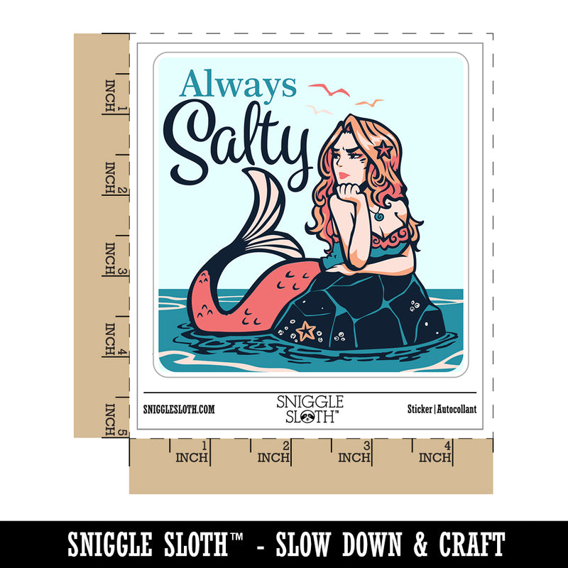 Always Salty Grumpy Beautiful Mermaid Waterproof Vinyl Phone Tablet Laptop Water Bottle Sticker Set - 5 Pack