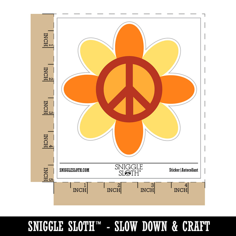 Peace Sign Flower Hippie Boho Love Happiness Waterproof Vinyl Phone Tablet Laptop Water Bottle Sticker Set - 5 Pack