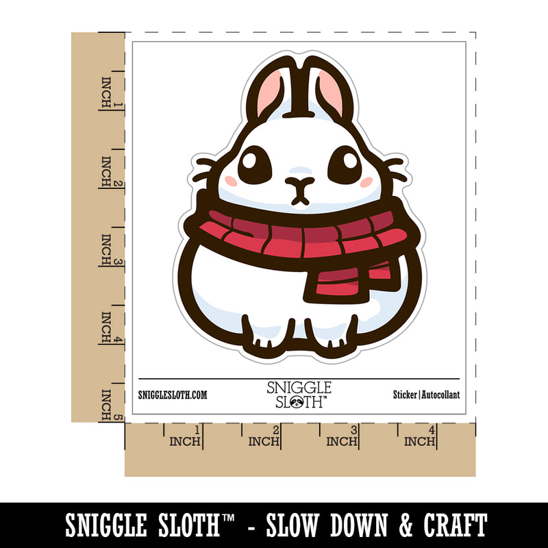 Plump Bunny Wearing Winter Scarf Waterproof Vinyl Phone Tablet Laptop Water Bottle Sticker Set - 5 Pack