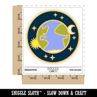 Earth Sun Moon Stars Waterproof Vinyl Phone Tablet Laptop Water Bottle Sticker Set - 5 Pack
