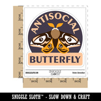 Antisocial Butterfly Moth Introvert Waterproof Vinyl Phone Tablet Laptop Water Bottle Sticker Set - 5 Pack