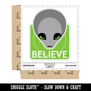 Believe Gray Alien Head Waterproof Vinyl Phone Tablet Laptop Water Bottle Sticker Set - 5 Pack