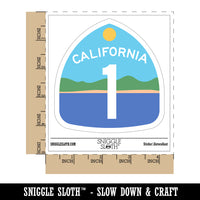 California Highway One Pacific Coast Scenery Sign Waterproof Vinyl Phone Tablet Laptop Water Bottle Sticker Set - 5 Pack