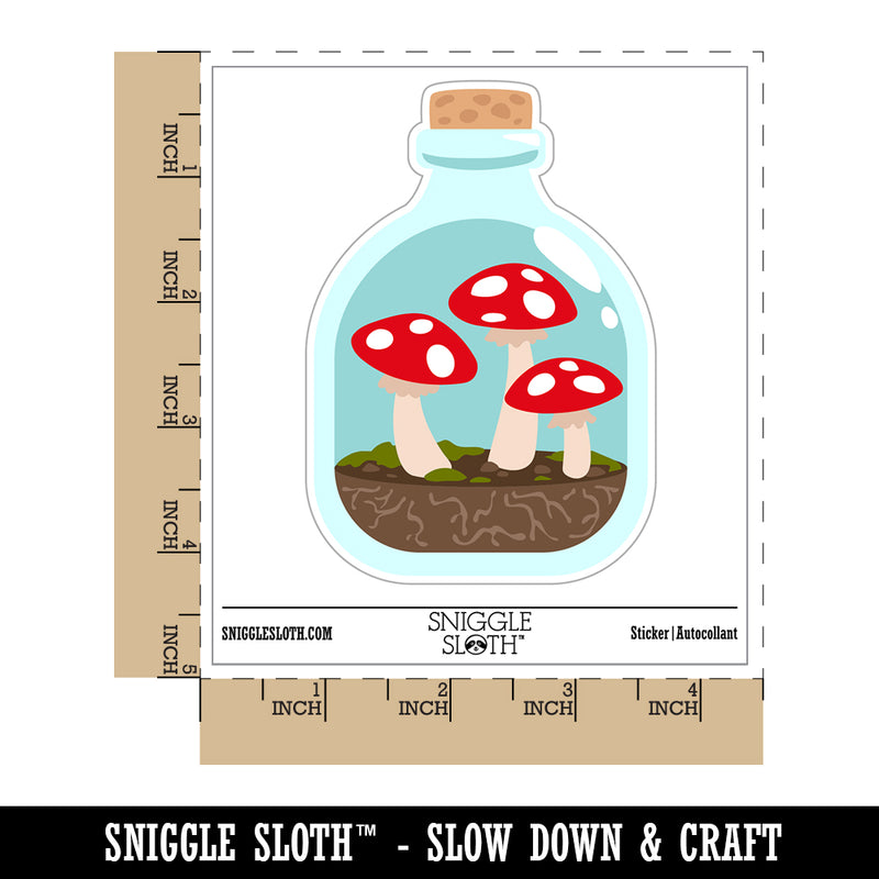 Glass Bottle Mushroom Dirt Terrarium Waterproof Vinyl Phone Tablet Laptop Water Bottle Sticker Set - 5 Pack