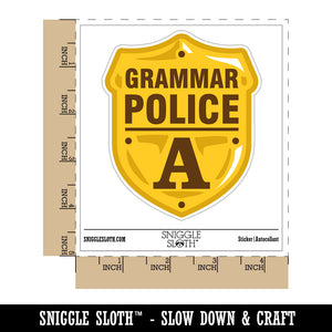 Grammar Police Badge Waterproof Vinyl Phone Tablet Laptop Water Bottle Sticker Set - 5 Pack