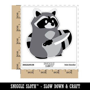 Raccoon Robber with Kitchen Knife Waterproof Vinyl Phone Tablet Laptop Water Bottle Sticker Set - 5 Pack