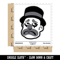 Sad Grayscale Monotone Clown Top Hat Waterproof Vinyl Phone Tablet Laptop Water Bottle Sticker Set - 5 Pack