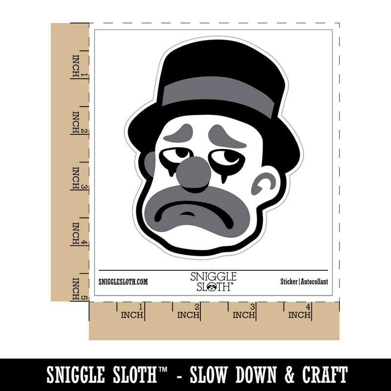 Sad Grayscale Monotone Clown Top Hat Waterproof Vinyl Phone Tablet Laptop Water Bottle Sticker Set - 5 Pack