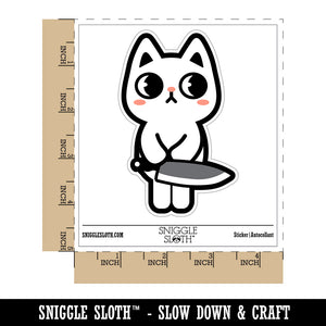 Cute Pocket Cat with Knife Waterproof Vinyl Phone Tablet Laptop Water Bottle Sticker Set - 5 Pack