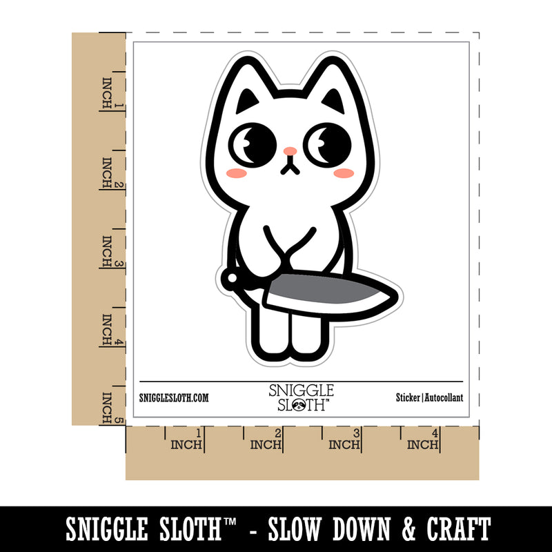 Cute Pocket Cat with Knife Waterproof Vinyl Phone Tablet Laptop Water Bottle Sticker Set - 5 Pack