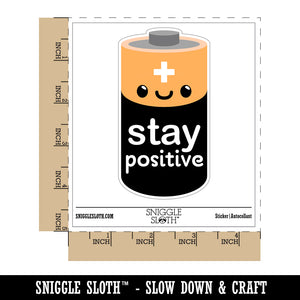 Stay Positive Adorable Battery Waterproof Vinyl Phone Tablet Laptop Water Bottle Sticker Set - 5 Pack