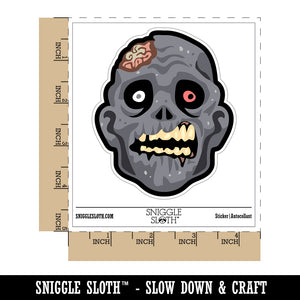 Scary Zombie Head Exposed Brains Waterproof Vinyl Phone Tablet Laptop Water Bottle Sticker Set - 5 Pack