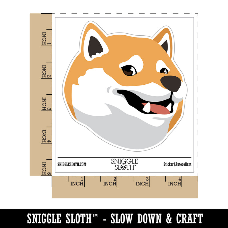 Side Eye Shiba Inu Smiling Dog Waterproof Vinyl Phone Tablet Laptop Water Bottle Sticker Set - 5 Pack