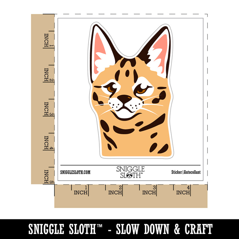 Curious Savannah Cat Serval Waterproof Vinyl Phone Tablet Laptop Water Bottle Sticker Set - 5 Pack