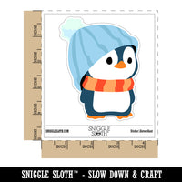 Cute Penguin with Big Hat Beanie Waterproof Vinyl Phone Tablet Laptop Water Bottle Sticker Set - 5 Pack