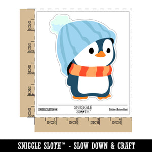 Cute Penguin with Big Hat Beanie Waterproof Vinyl Phone Tablet Laptop Water Bottle Sticker Set - 5 Pack