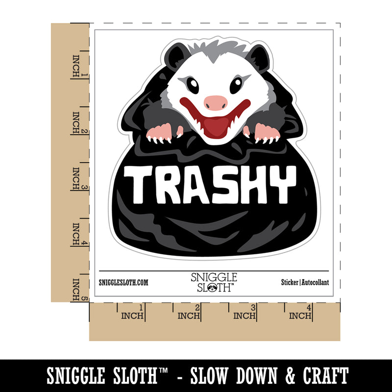 Trashy Opossum in Trash Garbage Bag Waterproof Vinyl Phone Tablet Laptop Water Bottle Sticker Set - 5 Pack