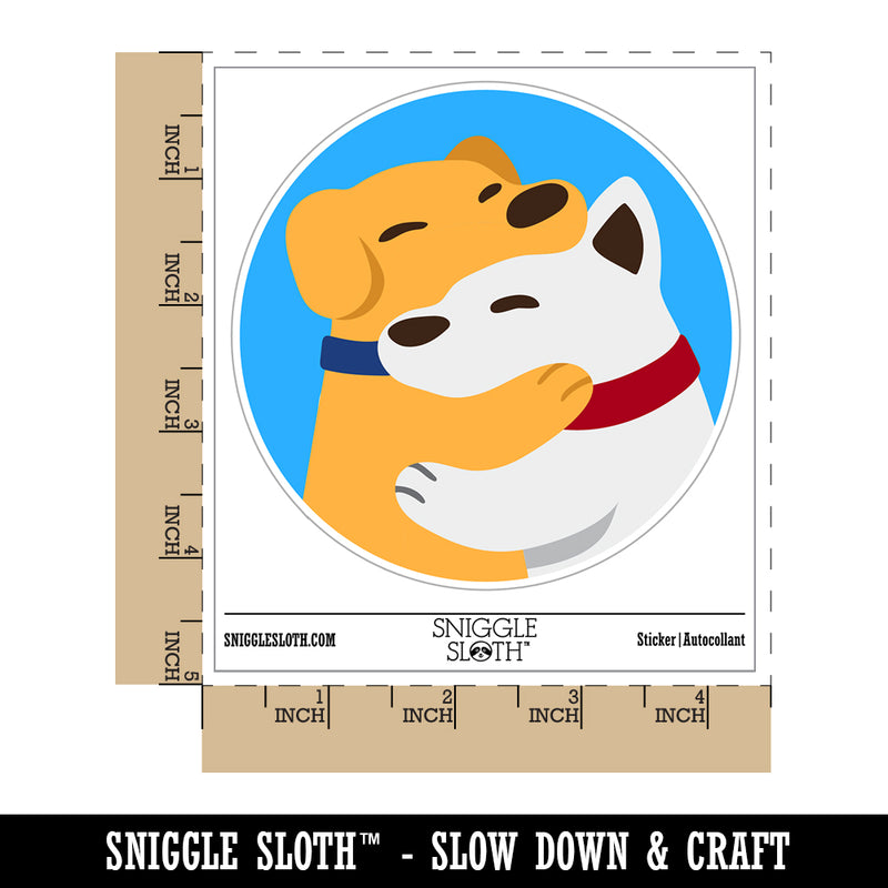 Dog Best Friends Hugging Waterproof Vinyl Phone Tablet Laptop Water Bottle Sticker Set - 5 Pack