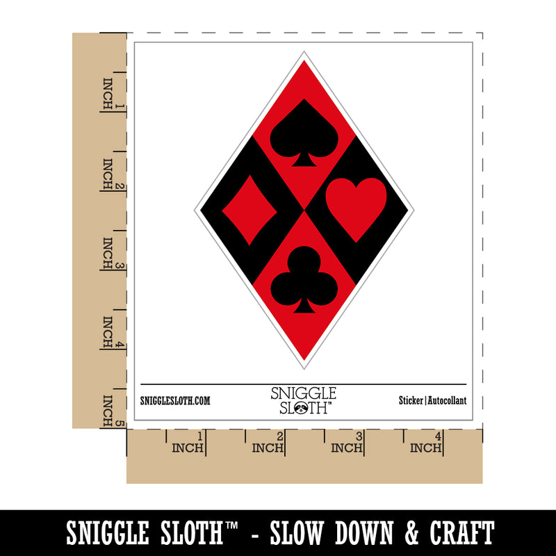 Harlequin Suits Diamonds Hearts Spades Clubs Waterproof Vinyl Phone Tablet Laptop Water Bottle Sticker Set - 5 Pack