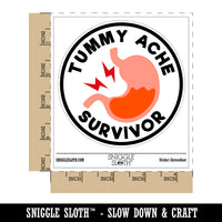 Tummy Ache Survivor Merit Badge Waterproof Vinyl Phone Tablet Laptop Water Bottle Sticker Set - 5 Pack