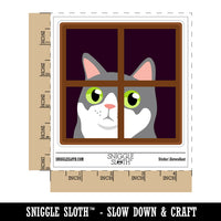 Cat Staring Out Window Waterproof Vinyl Phone Tablet Laptop Water Bottle Sticker Set - 5 Pack